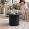 AKORD Furniture Factory NUBO Kerek Dohányzóasztal MDF Fekete Rovátkolt