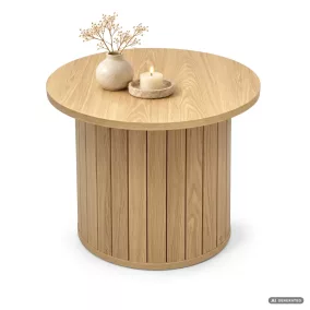   AKORD Furniture Factory NUBO Kerek Dohányzóasztal MDF Természetes Fa Ryflezett