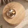 AKORD Furniture Factory NUBO Kerek Dohányzóasztal MDF Természetes Fa Ryflezett