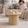 AKORD Furniture Factory NUBO Kerek Dohányzóasztal MDF Természetes Fa Ryflezett