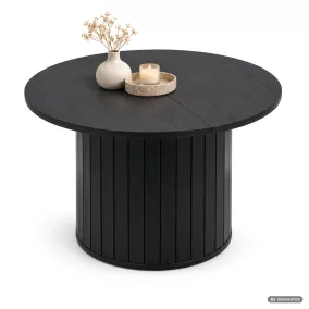   AKORD Furniture Factory NUBO Kerek Dohányzóasztal MDF Fekete Rovátkolt Alappal