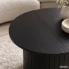 AKORD Furniture Factory NUBO Kerek Dohányzóasztal MDF Fekete Rovátkolt Alappal