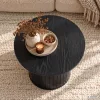 AKORD Furniture Factory NUBO Kerek Dohányzóasztal MDF Fekete Rovátkolt Alappal