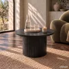 AKORD Furniture Factory NUBO Kerek Dohányzóasztal MDF Fekete Rovátkolt Alappal