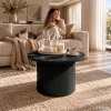 AKORD Furniture Factory NUBO Kerek Dohányzóasztal MDF Fekete Rovátkolt Alappal