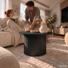 AKORD Furniture Factory NUBO Kerek Dohányzóasztal MDF Fekete Rovátkolt Alappal
