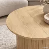 AKORD Furniture Factory NUBO Kerek Dohányzóasztal MDF Natúr Fa Rovátkolt Alappal