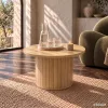 AKORD Furniture Factory NUBO Kerek Dohányzóasztal MDF Natúr Fa Rovátkolt Alappal