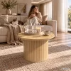 AKORD Furniture Factory NUBO Kerek Dohányzóasztal MDF Natúr Fa Rovátkolt Alappal