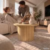 AKORD Furniture Factory NUBO Kerek Dohányzóasztal MDF Natúr Fa Rovátkolt Alappal