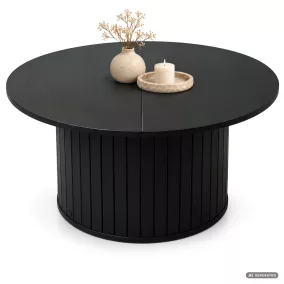   AKORD Furniture Factory NUBO Kerek Dohányzóasztal MDF Fekete Rejtett Tárolóval