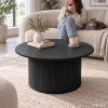 AKORD Furniture Factory NUBO Kerek Dohányzóasztal MDF Fekete Rejtett Tárolóval