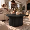 AKORD Furniture Factory NUBO Kerek Dohányzóasztal MDF Fekete Rejtett Tárolóval