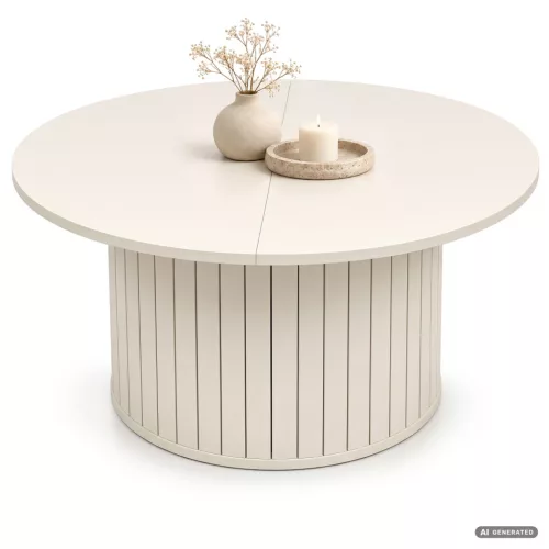 AKORD Furniture Factory NUBO Kerek Dohányzóasztal MDF Kasmír Rejtett Tárolóval