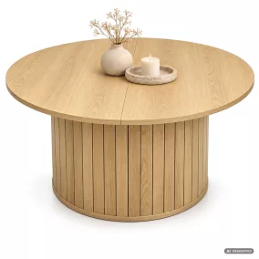   AKORD Furniture Factory NUBO Kerek Dohányzóasztal MDF Természetes Fa Rejtett Tárolóval