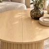 AKORD Furniture Factory NUBO Kerek Dohányzóasztal MDF Természetes Fa Rejtett Tárolóval