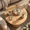 AKORD Furniture Factory NUBO Kerek Dohányzóasztal MDF Természetes Fa Rejtett Tárolóval