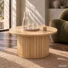 AKORD Furniture Factory NUBO Kerek Dohányzóasztal MDF Természetes Fa Rejtett Tárolóval