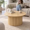 AKORD Furniture Factory NUBO Kerek Dohányzóasztal MDF Természetes Fa Rejtett Tárolóval