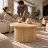 AKORD Furniture Factory NUBO Kerek Dohányzóasztal MDF Természetes Fa Rejtett Tárolóval