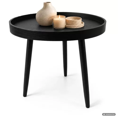 AKORD Furniture Factory Picco Dohányzóasztal MDF Fekete Kerek Loft