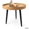 AKORD Furniture Factory PICCO Kerek Dohányzóasztal MDF Természetes Fa Fekete Lábakkal