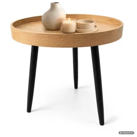   AKORD Furniture Factory PICCO Kerek Dohányzóasztal MDF Természetes Fa Fekete Lábakkal