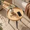 AKORD Furniture Factory PICCO Kerek Dohányzóasztal MDF Természetes Fa Fekete Lábakkal