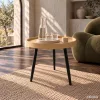 AKORD Furniture Factory PICCO Kerek Dohányzóasztal MDF Természetes Fa Fekete Lábakkal