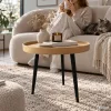 AKORD Furniture Factory PICCO Kerek Dohányzóasztal MDF Természetes Fa Fekete Lábakkal