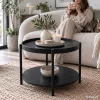 AKORD Furniture Factory RIVA Loft Dohányzóasztal MDF Fekete Kerek Polccal