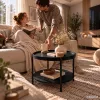 AKORD Furniture Factory RIVA Loft Dohányzóasztal MDF Fekete Kerek Polccal