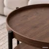 AKORD Furniture Factory RIVA Kerek Dohányzóasztal MDF Dió Fekete Lábakkal és Polccal