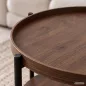   AKORD Furniture Factory RIVA Kerek Dohányzóasztal MDF Dió Fekete Lábakkal és Polccal