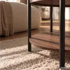 AKORD Furniture Factory RIVA Kerek Dohányzóasztal MDF Dió Fekete Lábakkal és Polccal