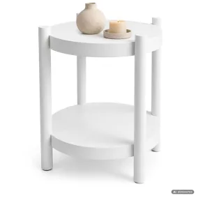   AKORD Furniture Factory Terra Kerek Dohányzóasztal MDF Fehér Polccal
