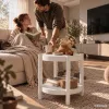 AKORD Furniture Factory Terra Kerek Dohányzóasztal MDF Fehér Polccal