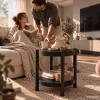 AKORD Furniture Factory Terra Kerek Dohányzóasztal MDF Fekete Polccal