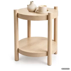   AKORD Furniture Factory Terra Kerek Dohányzóasztal MDF Természetes Fa Alsó Polccal
