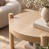 AKORD Furniture Factory Terra Kerek Dohányzóasztal MDF Természetes Fa Alsó Polccal