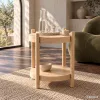 AKORD Furniture Factory Terra Kerek Dohányzóasztal MDF Természetes Fa Alsó Polccal