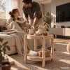AKORD Furniture Factory Terra Kerek Dohányzóasztal MDF Természetes Fa Alsó Polccal