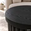 AKORD Furniture Factory TINO Kerek Dohányzóasztal MDF Fekete Rovátkolt Alappal