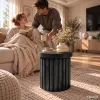 AKORD Furniture Factory TINO Kerek Dohányzóasztal MDF Fekete Rovátkolt Alappal