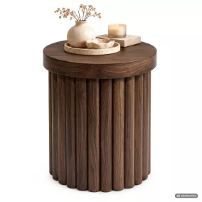   AKORD Furniture Factory TINO Kerek Dohányzóasztal MDF Dió Bordázott Alap