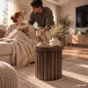 AKORD Furniture Factory TINO Kerek Dohányzóasztal MDF Dió Bordázott Alap