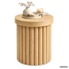 AKORD Furniture Factory TINO Kerek Dohányzóasztal MDF Természetes Fa Rovátkolt Alappal