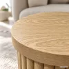 AKORD Furniture Factory TINO Kerek Dohányzóasztal MDF Természetes Fa Rovátkolt Alappal
