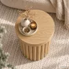 AKORD Furniture Factory TINO Kerek Dohányzóasztal MDF Természetes Fa Rovátkolt Alappal