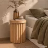 AKORD Furniture Factory TINO Kerek Dohányzóasztal MDF Természetes Fa Rovátkolt Alappal